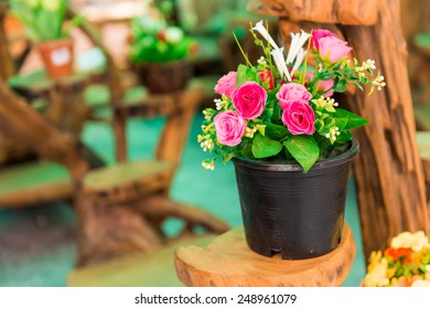 Close up of artificial flowers.