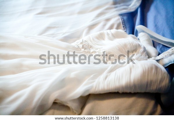 Close Artistic Shot Wedding Dress Stock Photo Edit Now 1258813138