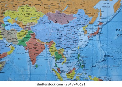 Close up of Asia on world map - Powered by Shutterstock