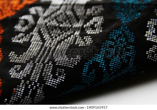 Close Asia Traditional Fabric Songket Fabric Stock Photo Edit Now 1409165957