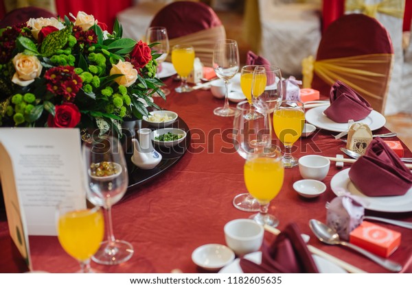 Close Asian Ethic Wedding Main Table Stock Image Download Now