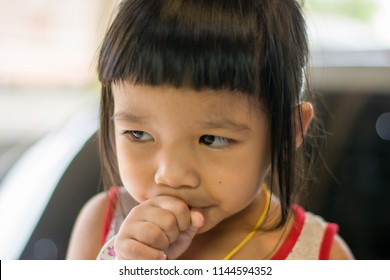 Close Up Asian Girl Child Cough