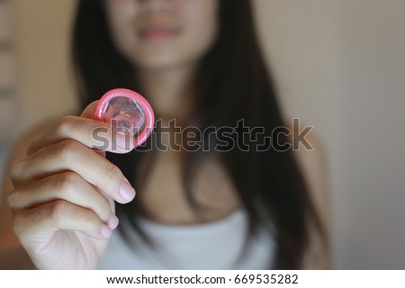 Close Asian Women Holding Condoms About Stock Photo Edit Now Shutterstock