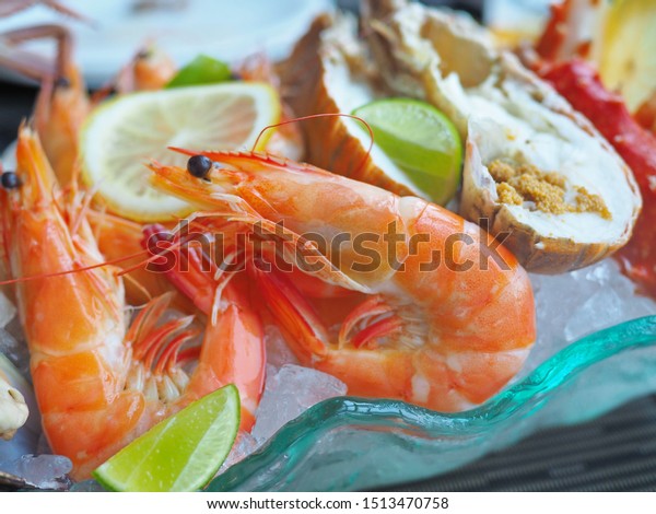 Close Assorted Fresh Cooked Cold Seafood Stock Photo Edit Now 1513470758