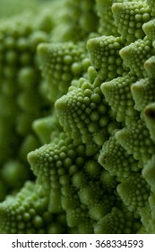 Close Up With Attention To The Detail In The Texture Of A Romanesco Broccoli With A Sort Of A Fractal Or Pattern