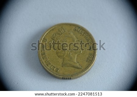 Close up australia coin on white background. Concept for economy, finance, business and investment.