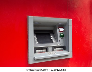 close up automated teller machine on the wall
