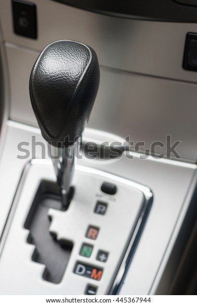 Close up automatic\
gear of new modern car