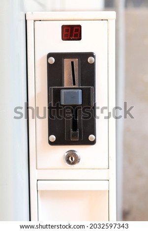 Close up automatic modern vending laundry machine 