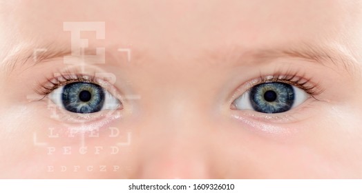 Close Up Of An Baby Eye And Vision Test