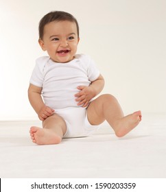 Close up of baby laughing