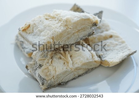 Close up of Bacalao, dried and salted codfish 
