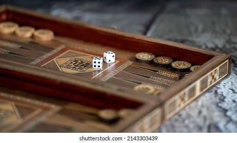 Close up of a Backgammon game Board.