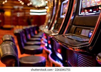 close up background of slot machine in casino club entertainment  leisure concept 