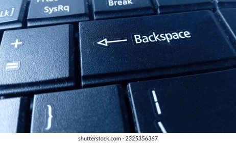 Close up of the backspace key on the keyboard laptop. Delete key
