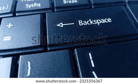 Close up of the backspace key on the keyboard laptop. Delete key