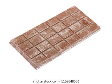 Close Up Of Bad Chocolate Bar Isolated On White Background