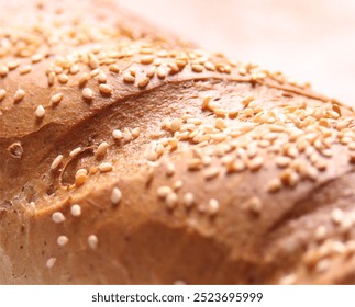 Close up of baked bread with sesame seeds - Powered by Shutterstock