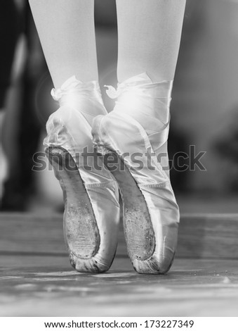 Close up of a ballet dancer performing exercises