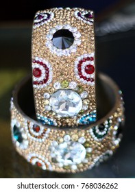 Close Up Of Bangles On Display At A Shop In The Laad Bazaar Or Bangles Market. Hyderabad,India.