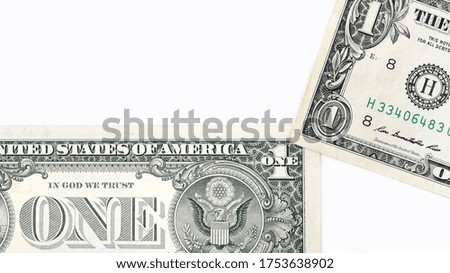 close up of banknote isolated on white background