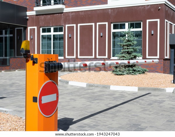 Close up Barrier Gate Automatic system for\
security. Automatic entry\
system