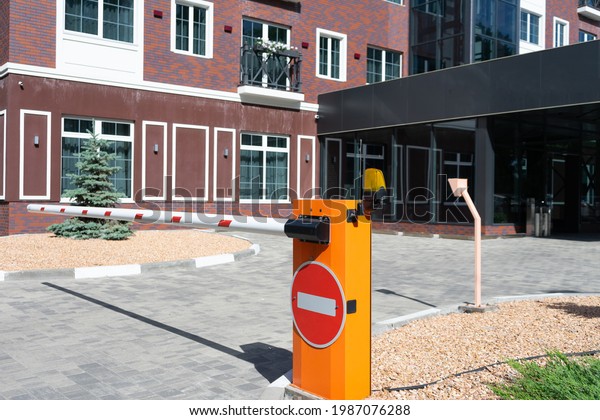 Close up Barrier Gate Automatic system for\
security. Automatic entry\
system.