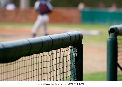Close up of baseball dugout net