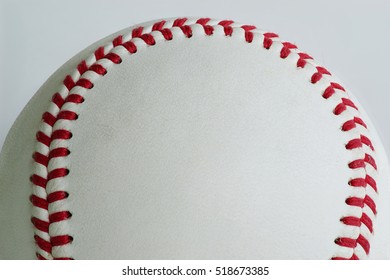 Close Up Of A Baseball Threads With Room For Copy Space Background                              