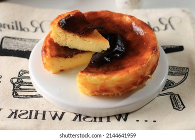 Close Up Basque Burnt Cheese Cake, Popular Dessert for Spain
