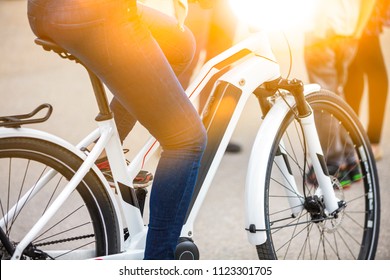 Close up of battery pack of a modern electric bicycle - Shutterstock ID 1123301705
