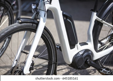 Close Up Of Battery Pack Of An Modern Electric Bicycle