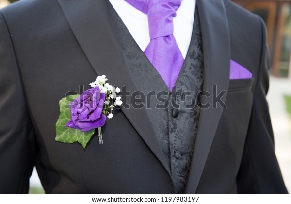 black and purple flower suit