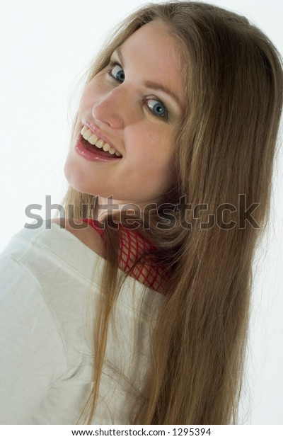 Close Beautiful Girl Dark Blonde Hair Stock Photo Edit Now 1295394
