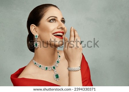 Close up of a beautiful Indian Model wearing diamond jewellery 