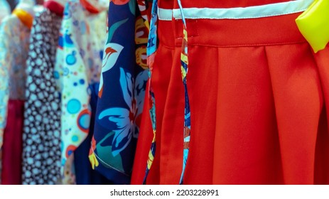 Close Up Of Beautiful Traditional Hanbok Dress 