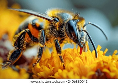 Similar – Image, Stock Photo Close-up of bees on a honeycomb