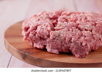 Close Up Of Beef Mince In A Packet On Table 