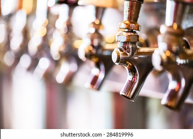 Close Up Of Beer Lines For Draft Beer In Restaurant.