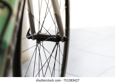 Close up of  bicycle wheel, racing wheel