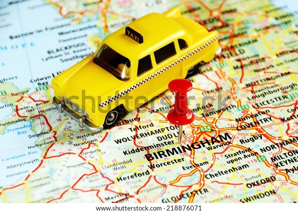 Close up of  Birmingham ,United Kingdom  map
with red pin - Travel concept
