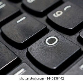 Close up black computer keyboard buttons