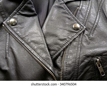 Close Up Black Leather Jacket