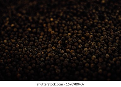 Close Up Of Black Pepper Texture And Background. Selective Focus.