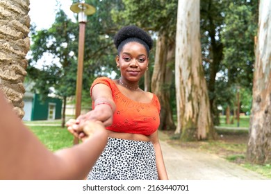 Close Up Black Woman And Man In Love Sitting On Couch Two People Holding Hands. Symbol Sign Sincere Feelings, Compassion