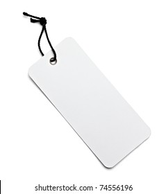 close up of blank price label on white background with clipping path