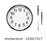 Close up of blank silver clock isolated on white background with clipping path for all elements so you can easily set your own time