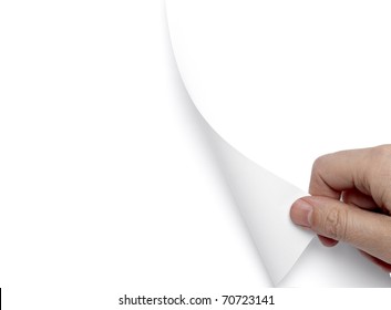 Close Up Of A Blank White Page On White Background With Clipping Path