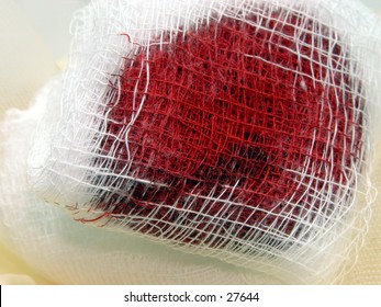 Close Up Of Bloody Gauze Textures