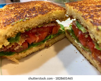 Close Up Of BLT With Avocado With Mayo Mustard Sauce